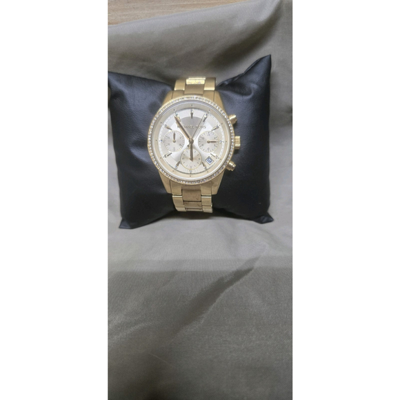 Michael Kors Ritz Chronograph Women's Watch MK6356 Gold Dial - Picture 1 of 4